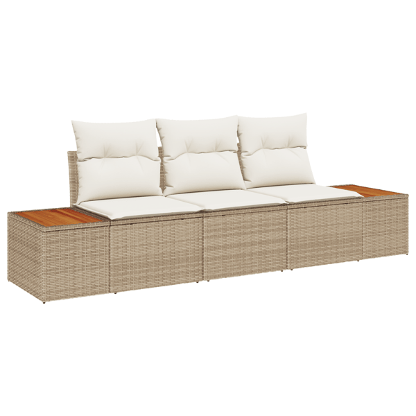 Trädgårdsoffset 3 pcs beige och gräddvit Poly rattan