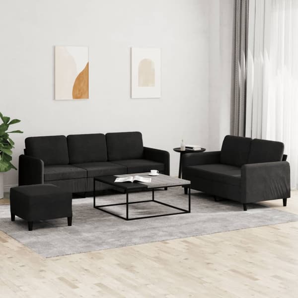 Soffgrupp 3 delar svart sammet
