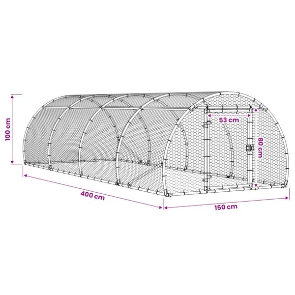 Hönsgård Silver 400 x 150 x 100 cm Galvaniserat stål