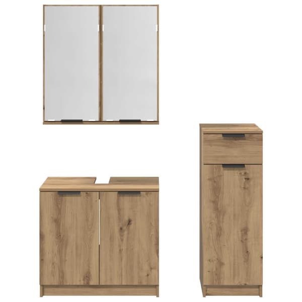Badrumsmöbelset med låda 3 pcs Artisan Ek Konstruerat trä