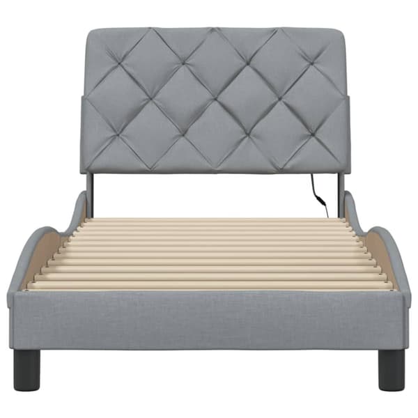 Bed Frame with LED without Mattress Light Grey 80x200 cm Fabric