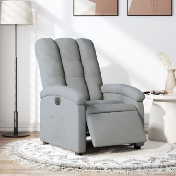 Elektrisk reclinerfåtölj ljusgrå tyg