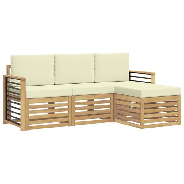 Utomhussoffset 4 pcs Vit och grädde 189,5 x 122,5 x 73 cm