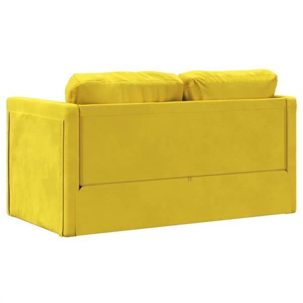Golvbäddsoffa 2-i-1 mörkgul 122x204x55 cm sammet