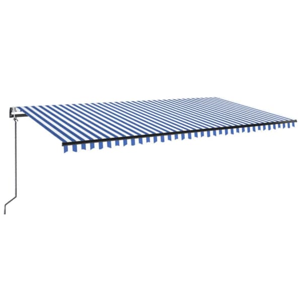 Automatisk markis med vindsensor & LED 600x300 cm blå och vit