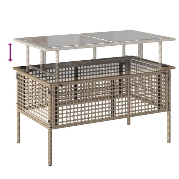 Soffgrupp för trädgård dynor 4 delar beige konstrotting glas