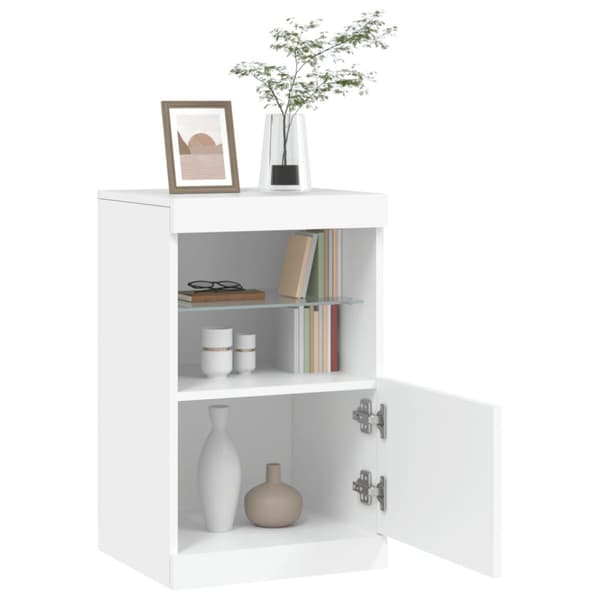Skänk med LED-belysning vit 41x37x67 cm
