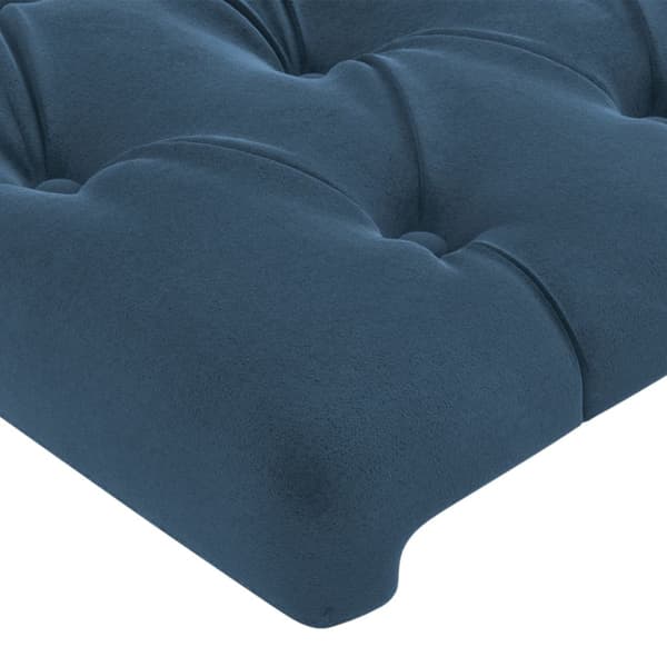 Sänggavel LED mörkblå 160x7x118/128 cm sammet
