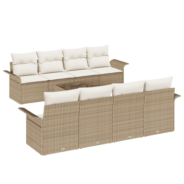 Trädgårdsoffset 9 pcs Beige och gräddfärgad konstrotting