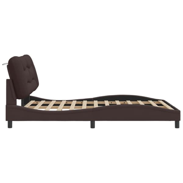 Bed Frame without Mattress "Hvar" Dark Brown 140x190 cm Fabric