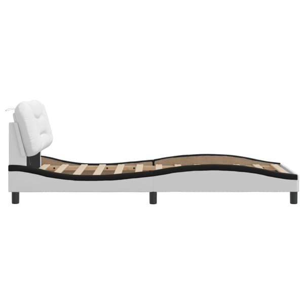 Bed Frame with LED without Mattress "Hvar" White and Black 80x200 cm