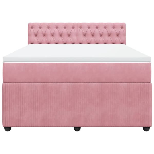 Ramsäng med madrass rosa 160x200 cm sammet