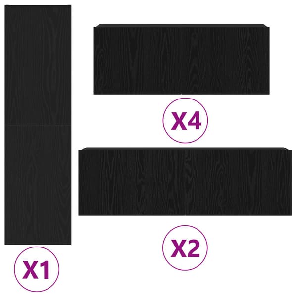 TV Cabinet Set 9 st Svart Ek