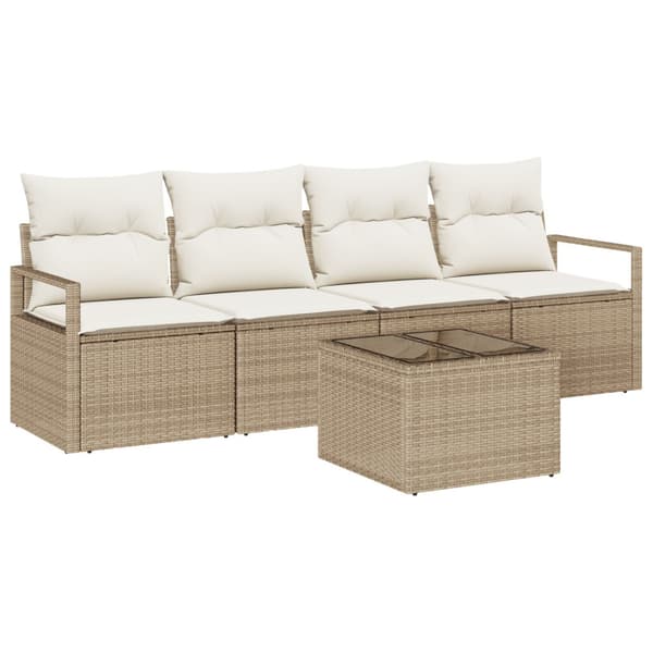 Soffset 5 st 4-Antal sittplatser Beige och gräddfärgad