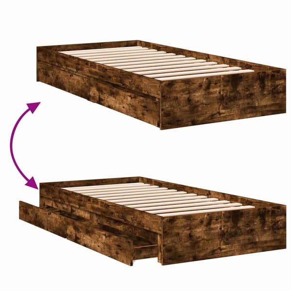 Sängram med förvaring Rökt ek 80 x 200 cm Konstruerat trä