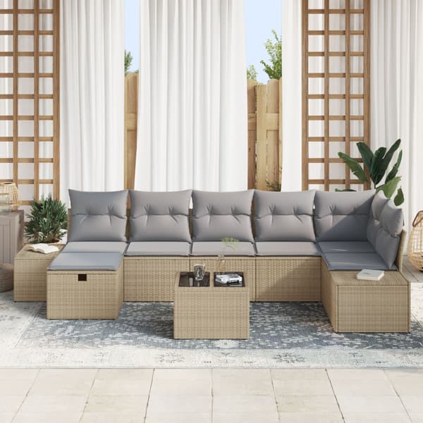 Trädgårdsoffset 8 st Beige konstrotting