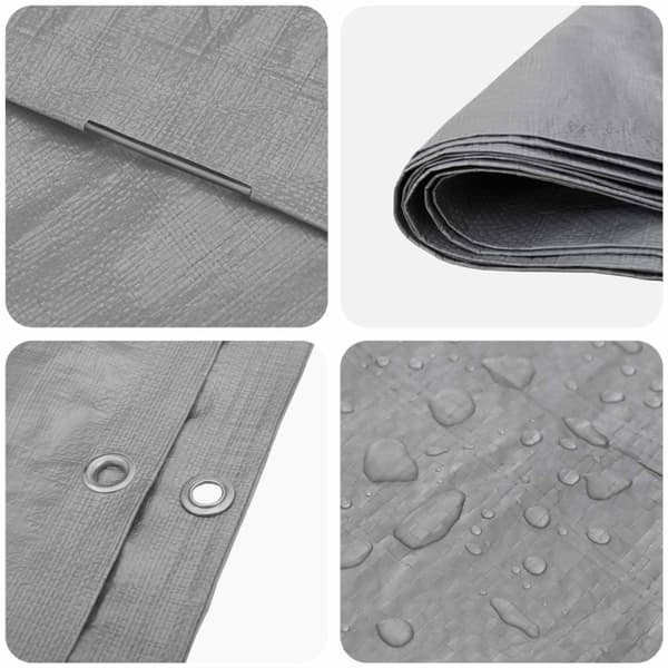 Tarpaulin med öglor Ljusgrå 4 x 4 m PE