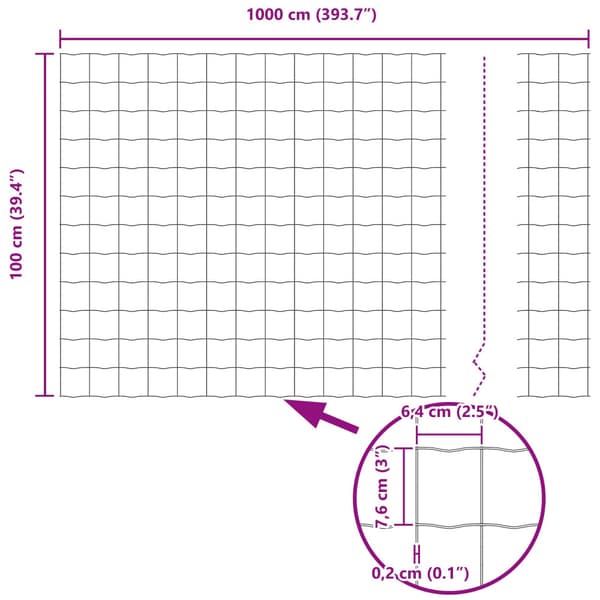 Stängsel med stolpe Silver 1 x 10 m Stål