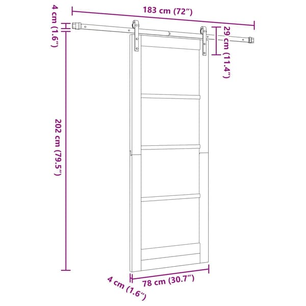 Skjutdörr 78 x 202 cm Konstruerat trä Vit