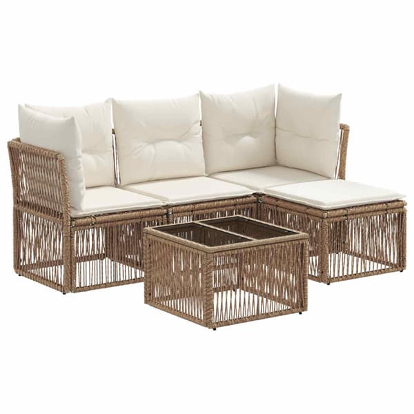 Trädgårdsoffset 5 pcs Beige konstrotting