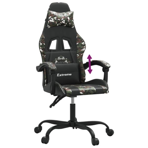 Gamingstol svart och kamouflage konstläder