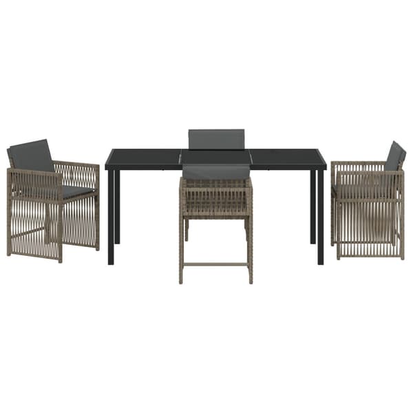 Trädgårdsmöbelset 5 pcs Grå konstrotting