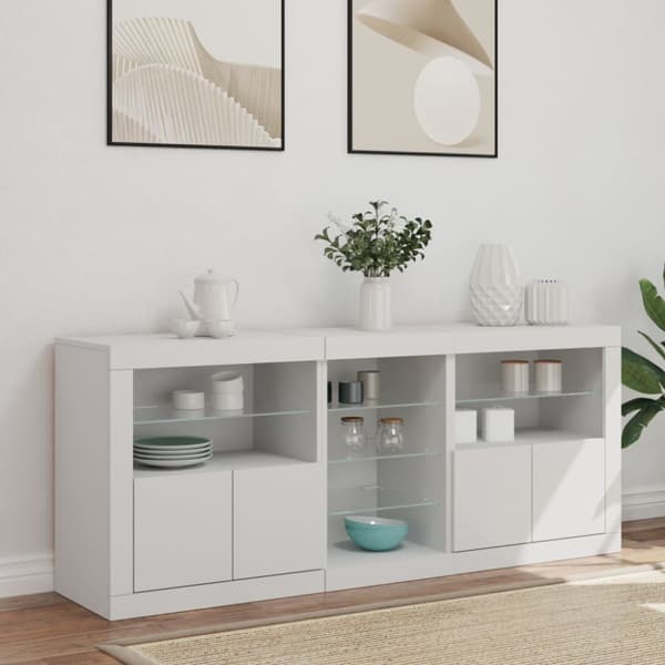 Skänk med LED-belysning vit 162x37x67 cm