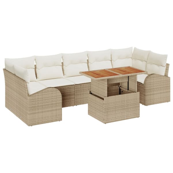 Trädgårdsoffset med kudde 8 pcs beige och gräddvit