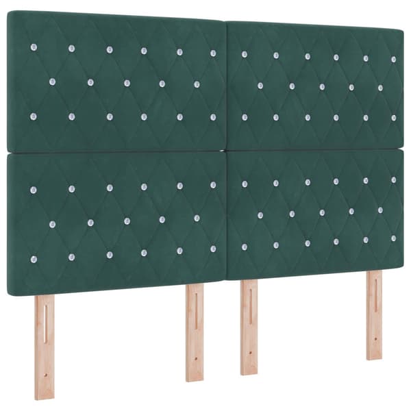 Ottoman säng med madrass Mörkgrön 140 x 200 cm Sammet
