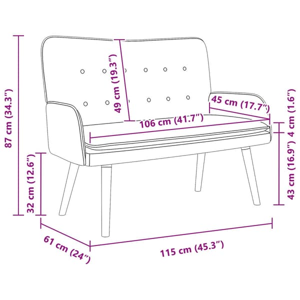2-sits soffa Gräddvit 115 x 61 x 87 cm Bouclé