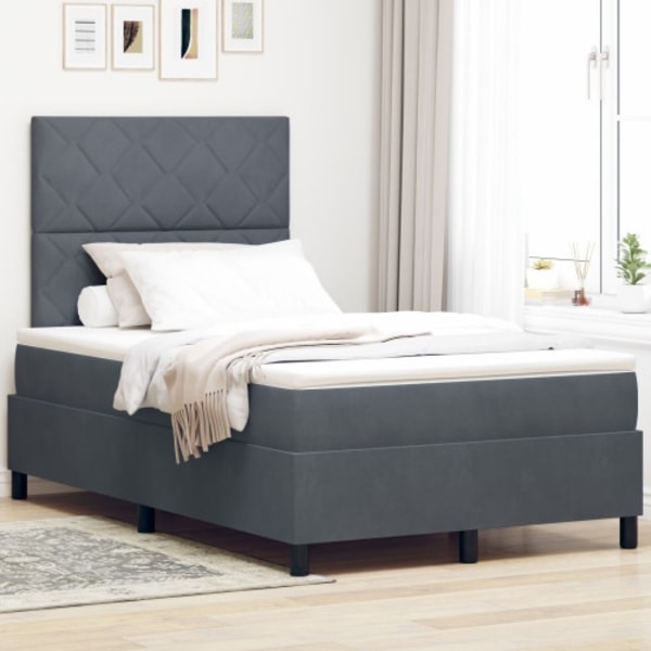 Resårsäng med madrass 120x200 cm mörkgrå sammet