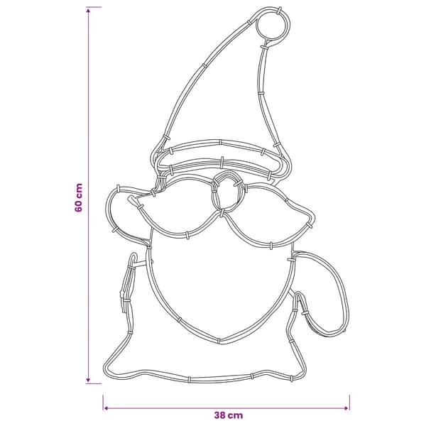 LED-tomte LOVIISA 80 LED-lampor Mångfärgad och 38 x 60 cm