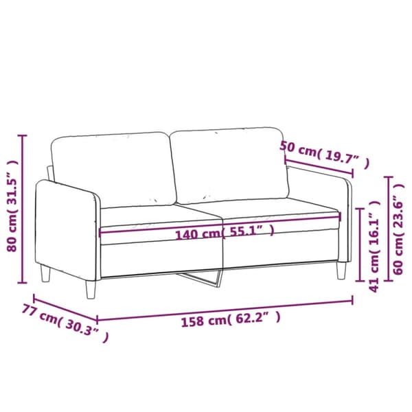 2-sitssoffa vinröd 140 cm sammet