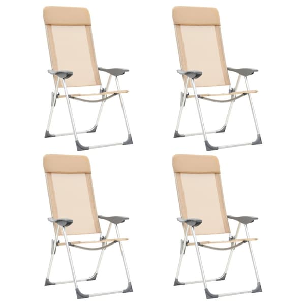 Hopfällbara campingstolar 4 st aluminium gräddvit