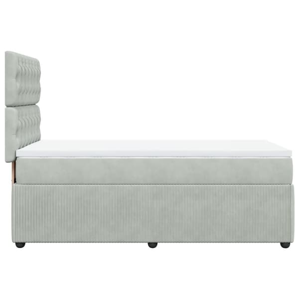 Ramsäng med madrass ljusgrå 90x190 cm sammet
