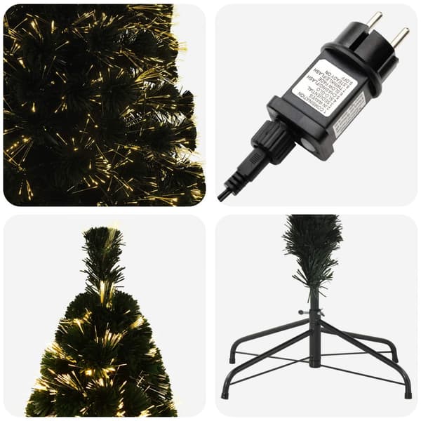 Fiberoptisk julgran 210 cm 24 LED-lampor Varmvit PVC Grön
