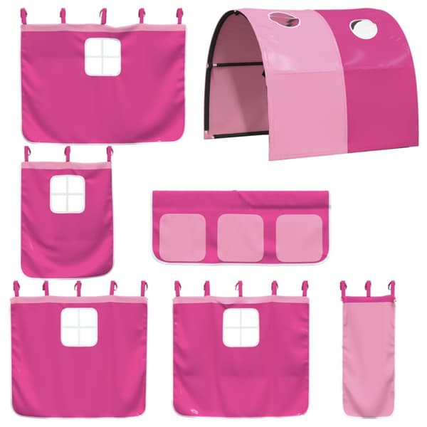 Gardiner för loftsäng med tunnel rosa polyester