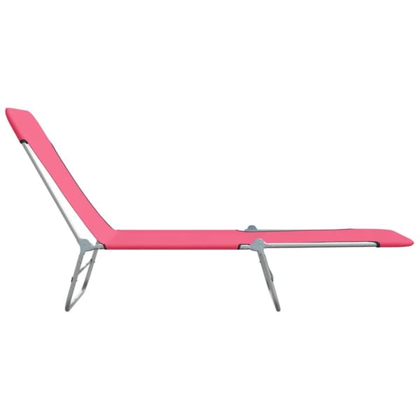 Hopfällbara solsängar 2 st stål och tyg rosa