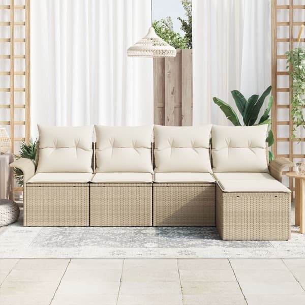Utomhussoffa 5 st Beige konstrotting