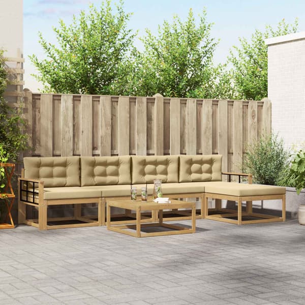 Utomhussoffset 6 pcs Vit och Beige 79 x 79 x 37 cm Polyester