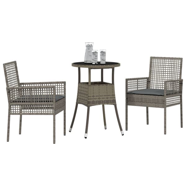 Trädgårdsmöbelset 3 pcs Grå konstrotting