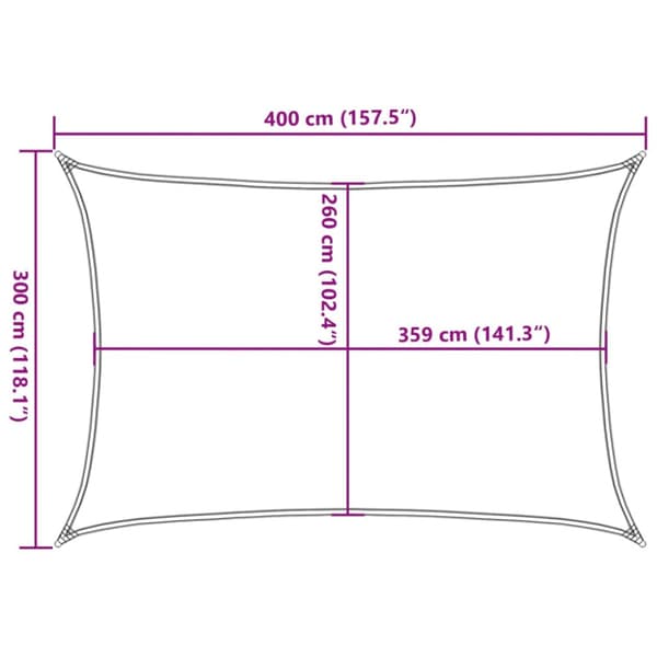 Solsegel ljusgrå 4x3 m 100% polyesteroxford