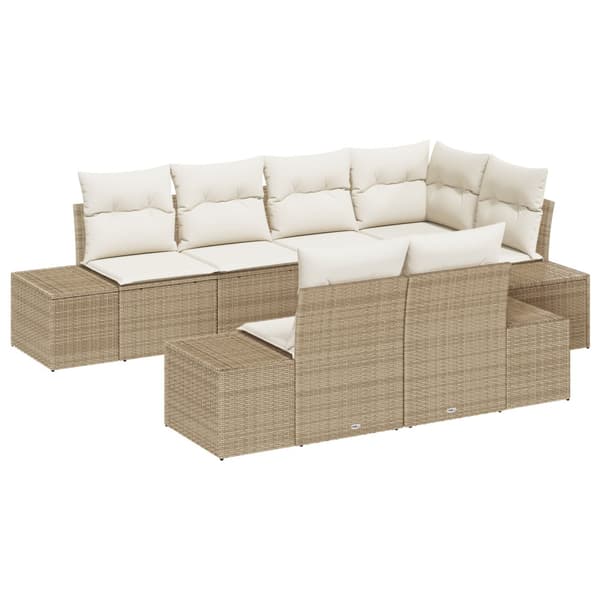 Trädgårdsoffset 7 pcs Beige och gräddfärgad konstrotting