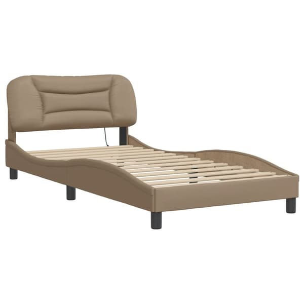 Bed Frame with LED without Mattress "Hvar" Cappuccino 100x200 cm