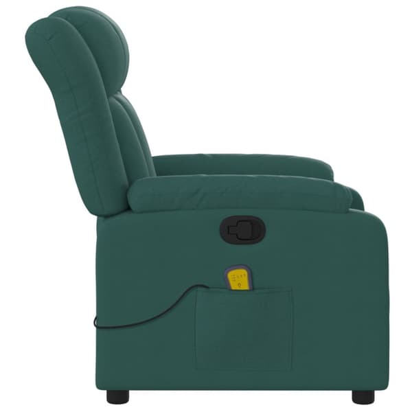 Massagefåtölj mörkgrön tyg