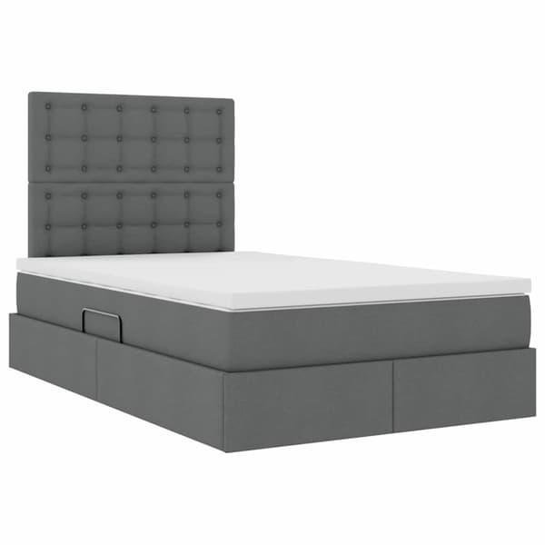 Förvaringssäng med LED med led Mörkgrå 120 x 190 cm Polyester