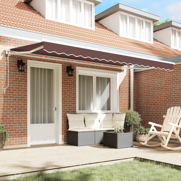 Markisram Brun 400 x 200 cm Polyester med PU-beläggning