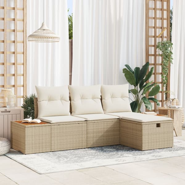 Trädgårdsoffset 4 st Beige konstrotting