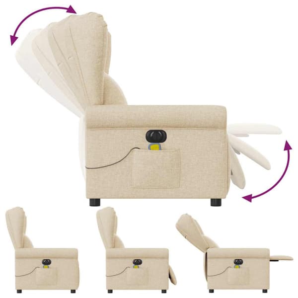Elektrisk massagefåtölj gräddvit tyg