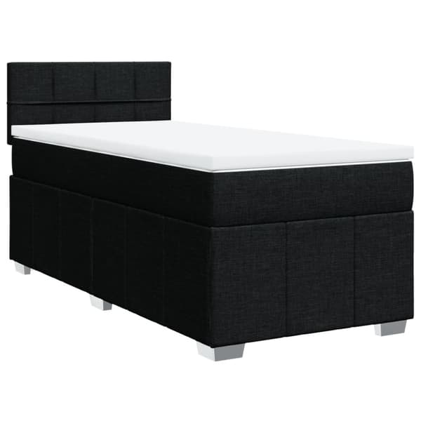 Ramsäng med madrass svart 90x190 cm tyg